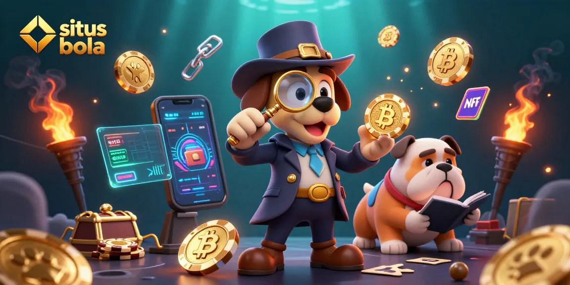 Discover winning strategies at situs judi bola with a detective uncovering clues in a vibrant casino world.
