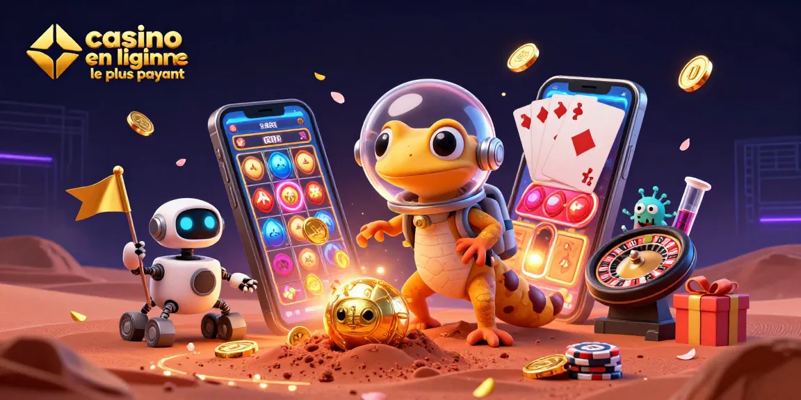 Découvrez le casino en ligne le plus payant avec un gecko martien et son robot, jouant à des machines à sous métaphysiques.