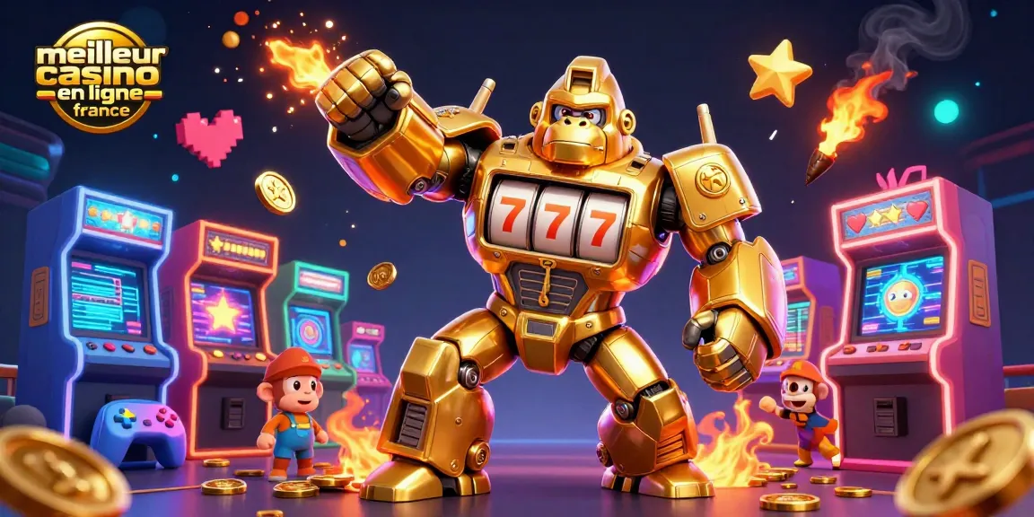 Jouer au meilleur casino en ligne France avec ce gorille mech et des machines colorées dynamiques.