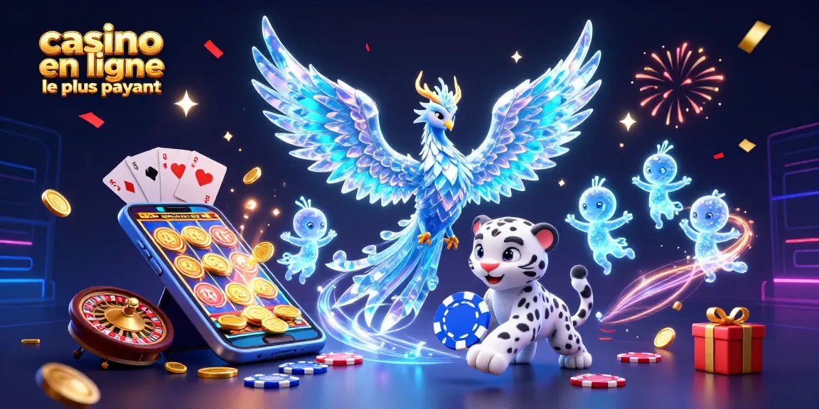 Animation captivante de casino en ligne le plus payant avec un phœnix de glace et des éléments de jeu scintillants.