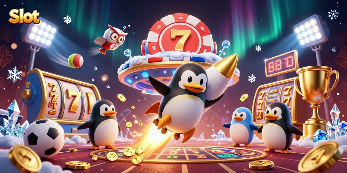 Experience thrilling Slot adventure with a golden penguin, jackpot elements, and dynamic gaming action!
