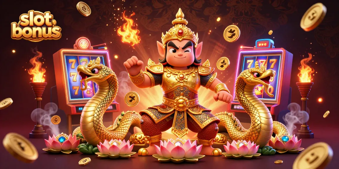 Experience the thrill of a slot bonus with dynamic characters and vibrant gaming elements in this illustration.