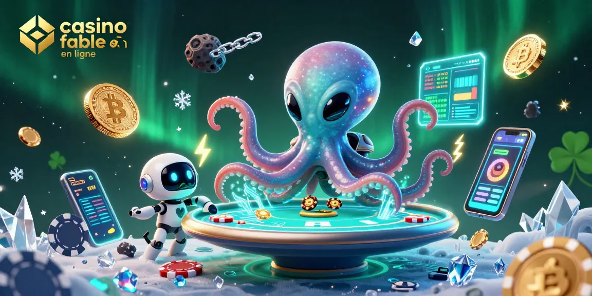 Jouez aux jeux sur un casino fiable en ligne avec une ambiance festive et des éléments futuristes.