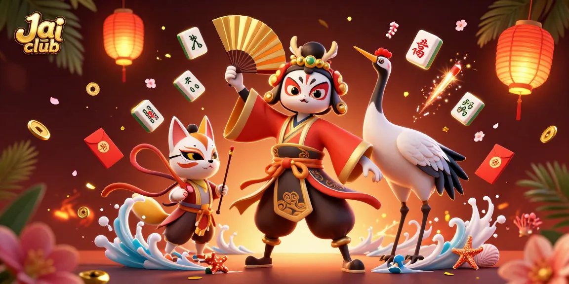 Engage with thrilling gameplay at Jai club with vibrant illustrations of kabuki warriors and casino elements
