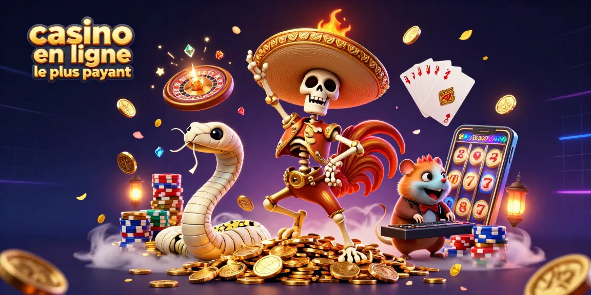 Vibrez avec le casino en ligne le plus payant, dans une scène animée de personnages 3D gagnants.