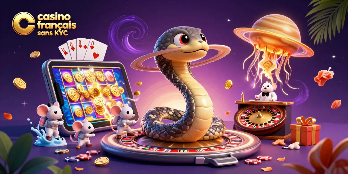 Venez découvrir les jeux captivants d'un casino français sans KYC avec une scène cosmique animée.