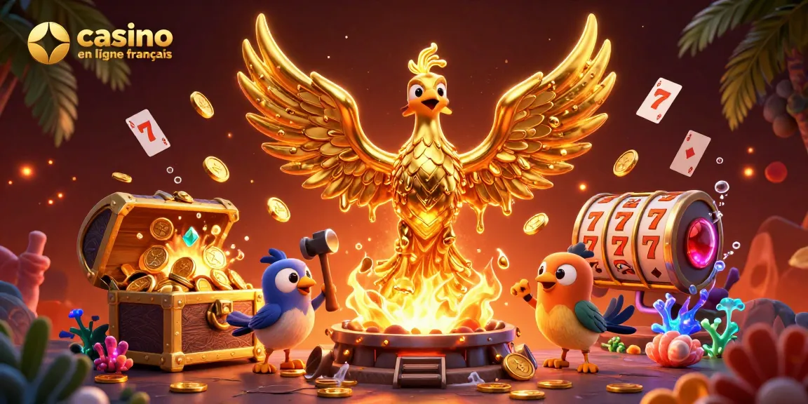 Découvrez le casino en ligne français avec une illustration dynamique de jeux de hasard.